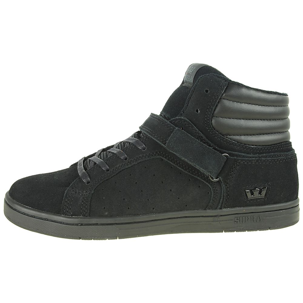 Baskets Montantes Supra Suprano High Noir Black Suede Homme | WQZ-02215686